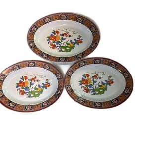 Vntg Tar-Hong 1994 Melamine Peacock Serving Plates Set of 3 | 14"x10.5" & 9"x12"